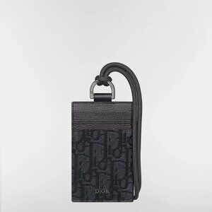 Dior Vertical Card Holder (lanyard) Black Dior Oblique Jacquard